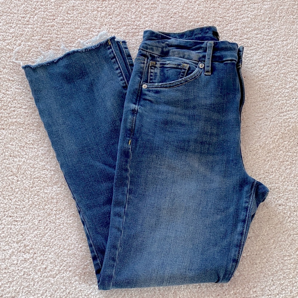 Express High Rise Flexx Hyper Stretch Cropped Flare Jeans